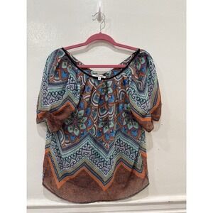 Quintessential Women's Printed Blouse –‎ Size Medium Boho Casual Work Top